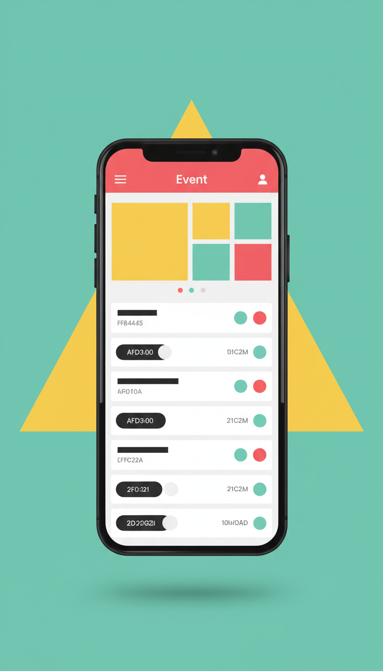 Mobile app event listing screen